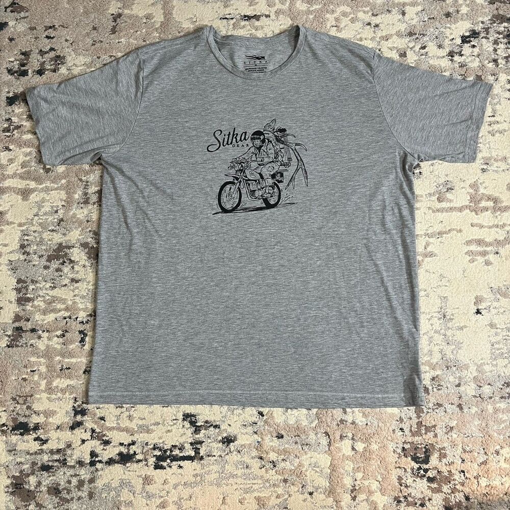 Sitka Gear Motorcycle Elk Hunt Ridge Runner Limited Tee SS Size 3XL Grey Bow